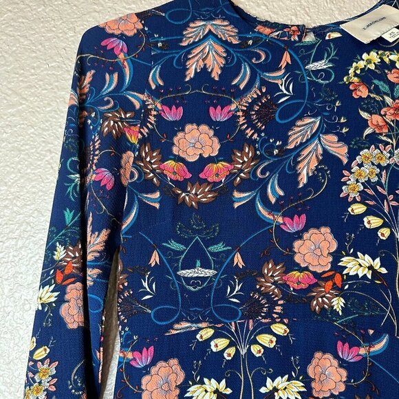 I. Madeline | Garden Splendor Navy Blue Floral Print Long Sleeve Midi Dress - Picture 5 of 7